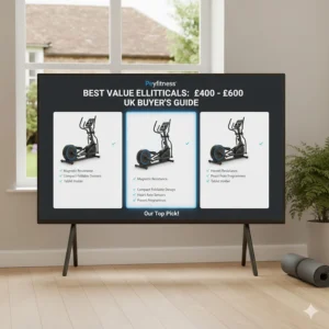 A graphic comparing features of the best value cross trainers and ellipticals between £400 and £600.