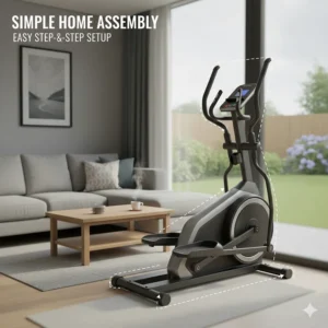 An easy-to-follow assembly guide illustration for a home cross trainer machine under £200.