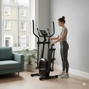 A compact home cross trainer suitable for small UK flats and apartments.