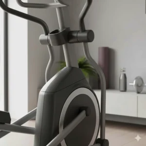 Detailed shot of the robust steel frame and high-quality finish on a professional-grade £1500 cross trainer.