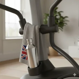 Close-up of a heavy-duty steel frame on an elliptical around £700, highlighting stability for home workouts.