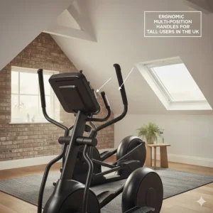 Alt text for image 5: Diagram highlighting the multi-position handlebars designed for the reach of a 6ft plus user.