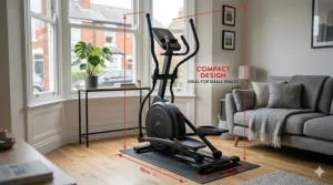 A compact elliptical with a 10kg flywheel designed to fit into smaller UK flats and terraced houses.