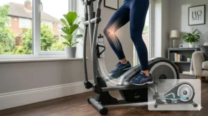 Diagram showing how a simple cross trainer for beginners provides a low-impact workout that is gentle on joints.