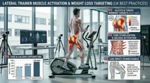 A crisp, high-resolution digital laboratory display showcasing multi-planar activation charts and the lateral-plane reaction forces involved in deep core muscle engagement.