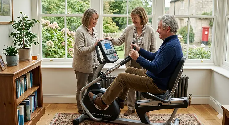 A high-quality premium recumbent cross trainer designed for low-impact home workouts in the UK. recumbent cross trainer