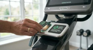 A smartphone app screen showing a personalised, custom workout cross trainer programme.