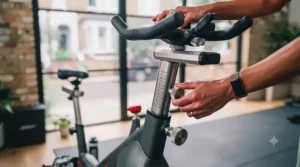 Adjusting the handlebars and seat on a spin bike for proper posture