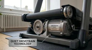 A high-performance, quiet drivetrain motor integrated into a smart treadmill for smooth, consistent speed control.
