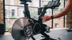 Person performing steady-state cardio on a quiet magnetic spin bike