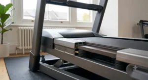 A professional-grade, sturdy smart treadmill frame setup, highlighting the build quality suitable for daily intensive training.