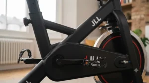 Secure non-slip pedals with adjustable straps for safe indoor cycling.