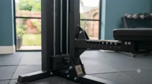 Heavy-duty steel frame construction of a high-specification all-in-one gym station for home installation.